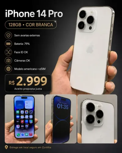 Vendo IPhone 14 Pro 128GB Branco 