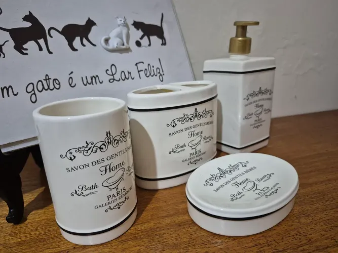 Conjunto de 4 peças de acessórios de banheiro Home básico Paris