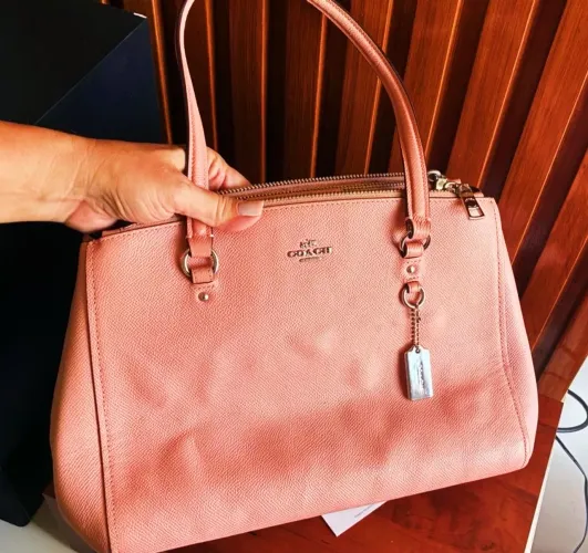 Bolsa Coach original, couro legítimo. rosa