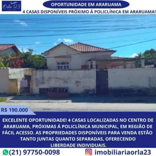 ARARUAMA, ORLA 23 IMOBILIÁRIA VENDE! CASA COM ÓTIMA LOCALIZAÇÃO.