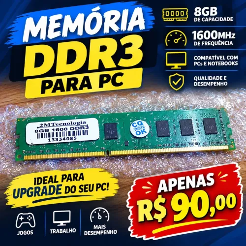 Memória DDR 3/ 8gb/ frequência 1600