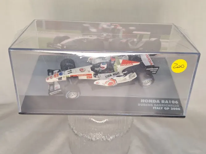 Carrinho Miniatura Fórmula 1 Lacrado c/fascículo Honda RA106 Rubens Barrichello GP 2006