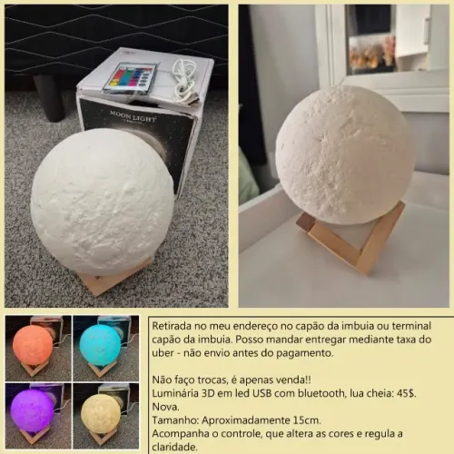 Luminária lua cheia 3D nova