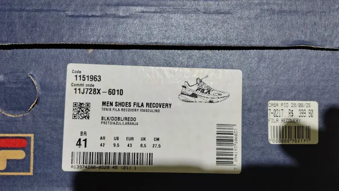 Tênis fila novo na caixa comprei 399 na loja casa pio