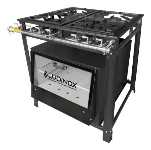 Fogão Industrial 4 Bocas Misto C/ Forno Baixa Pressão 30x30 Gás