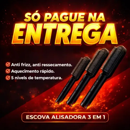 Escova Alisadora 3 em 1 Profissional - Alisa, Modela e Seca - NOVA (PAGUE SÒ NA ENTREGA)