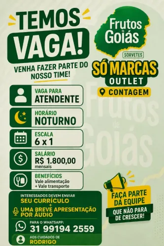 VAGA ATENDENTE CONTAGEM