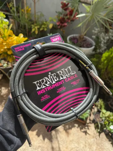 Ernie Ball Braided Instrument Cable Straight/Straight 10ft - Silver Fox (P06429)