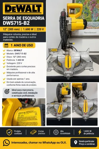 SERRA DE ESQUADRIA DEWALT 12" - DWS715-B2 