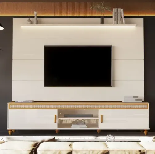 Painel Bliss + Rack Comodoro 2,20m 100% MDF Produto Novo! Pronta Entrega!