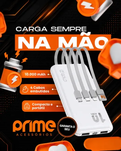 Carga sempre na mão - Carregador Portátil 10000mAh