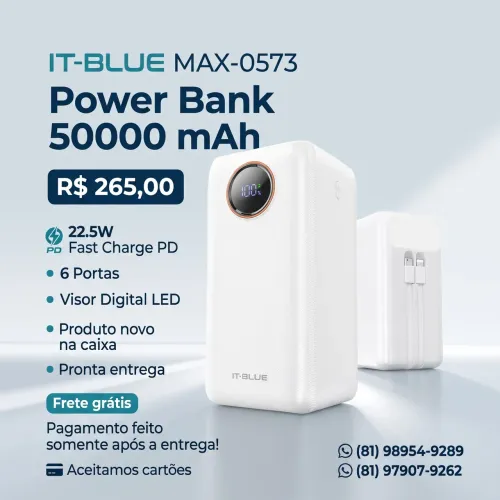 Carregador portátil IT-BLUE Power Bank 50.000mAh