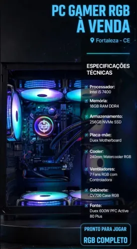 PC Gamer Aquário - i5 16GB NVMe Watercooler - Estética Top