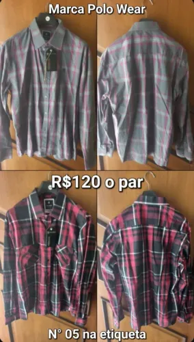 Kit com 2 camisas masculinas manga longa, da Polo wear, está na etiqueta