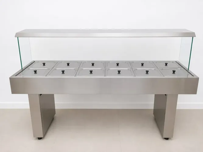 Kit Completo Cozinha Industrial em Inox -Buffet Rechaud 12 Cubas + Pia 1,90m + Balcão Inox