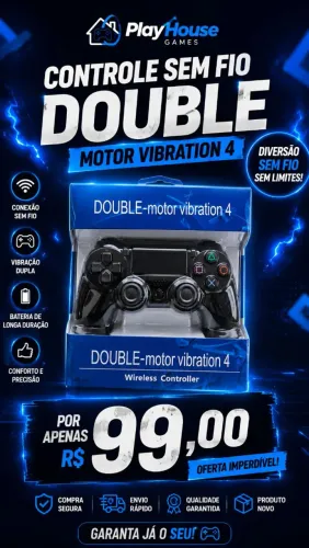 Controle PS4 PC TV sem fio Doubleshock 