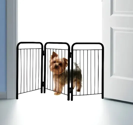 Cercado portátil portão grade proteção pet cachorro cor preto
