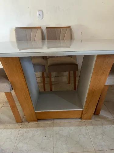 Mesa tampo de vidro  6 lugares