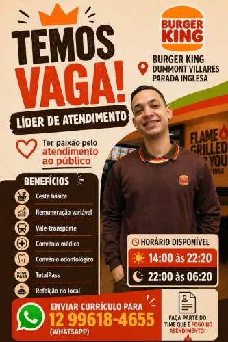 Líder de Atendimento - Burger King (Parada Inglesa - Zona Norte)