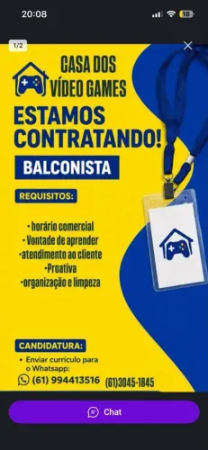 Vagas para atendente, na feira modelo de Sobradinho