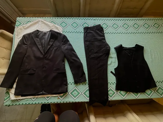 Conjunto de alfaiataria preto 3 peças - Blazer, calça e colete