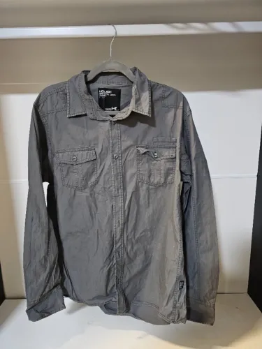 Camisa de Botão Masculina manga comprida Cinza XL House design