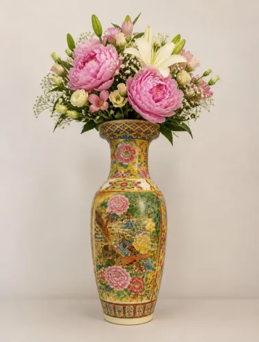 Vaso de porcelana 35cm estilo oriental chinês 
