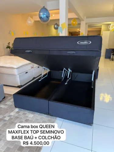 Cama box Casal BAÚ QUEEN COM COLCHÃO MAXFLEX