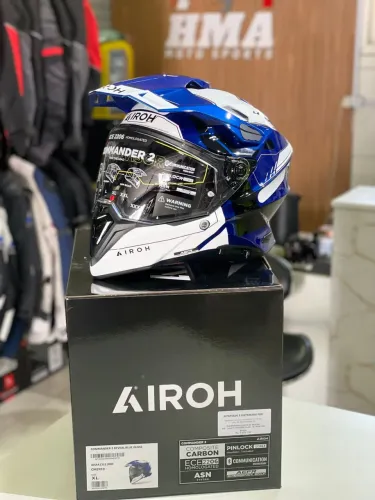 Capacete Airoh Commander 2 Azul/branco TAM 60