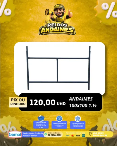 Andaimes resistentes e ideais para sua obra! 100x100 e espessura de 1.1/2