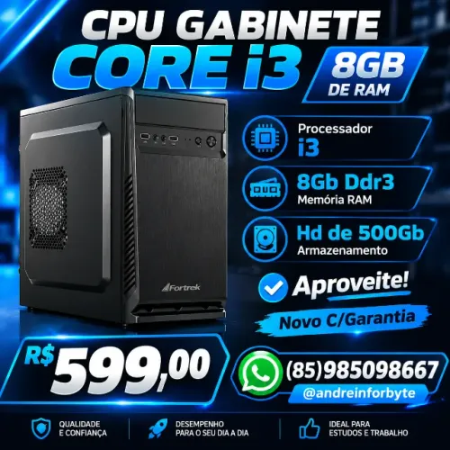 CPU Gabinete Core i3 8Gb de Ram