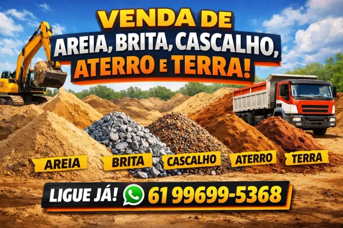 VENDA DE AREIA M/G/F, BRITA 0/1, TERRA, ATERRO E CASCALHO 