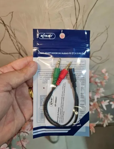 Cabo Adaptador 2/P2 macho mais P3 fêmea obra Fone Headset.
