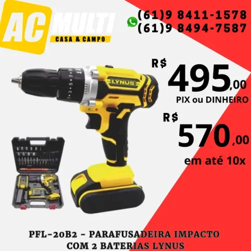 PARAFUSADEIRA IMPACTO COM 2 BATERIAS PFL 20B2