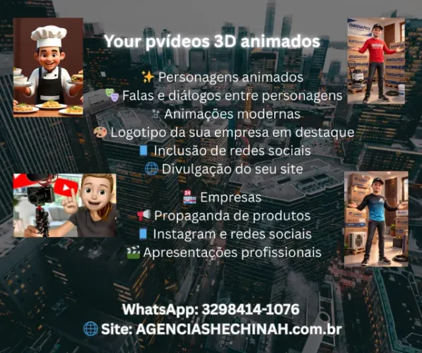Videos 3D de animação de lançamentos, gestao de redes sociais e marketing digital