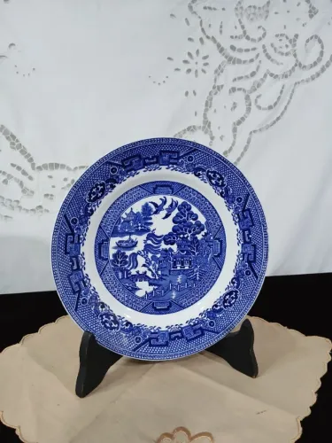 Antigo Prato Porcelana Inglesa Willow Pombinho