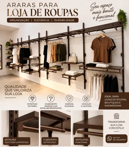 Prateleiras e Araras para Loja de Roupas