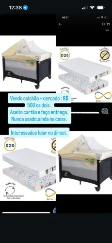 Cercado + colchão. Nunca usado (novo)