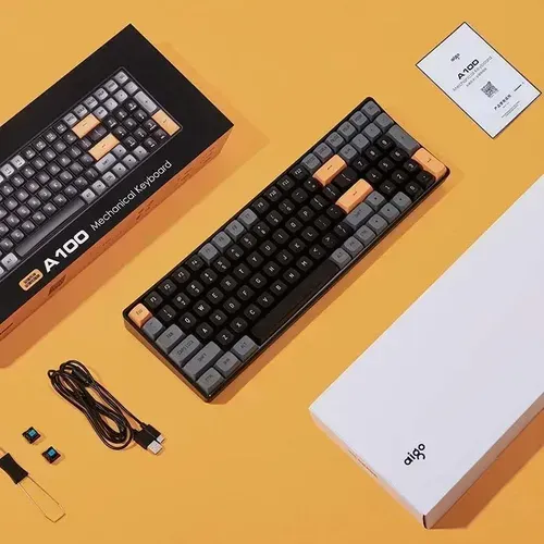 TECLADO MECANICO: Aigo A100 gaming sem fio 2.4g usb tipo-c interruptor amarelo