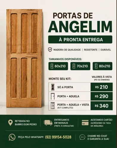 Porta Angelim Nova 60x210 70x210 80x210 Direto do Depósito