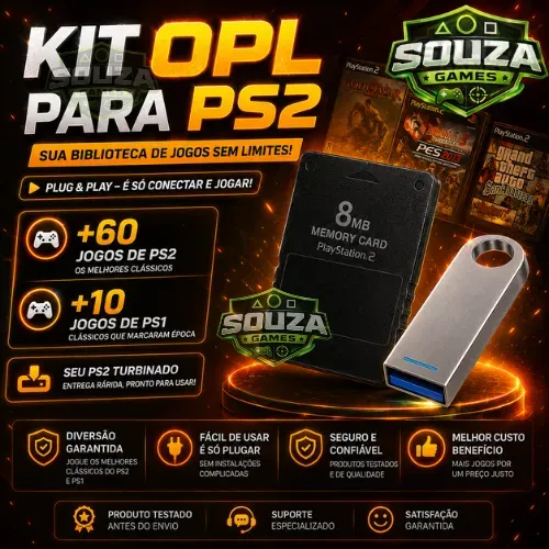 kit op-L para ps2 com 60 games pronto para diversão