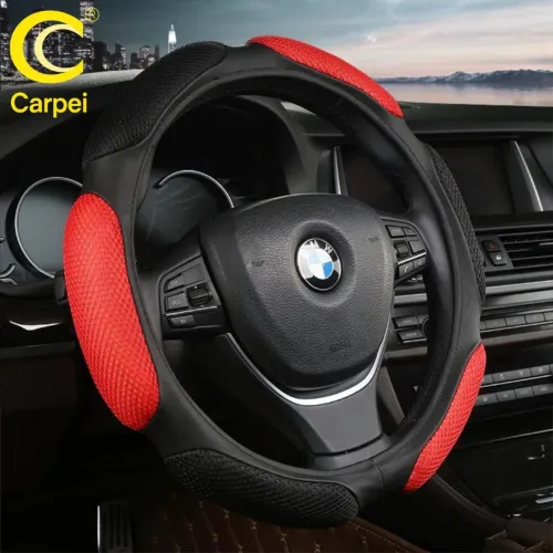 Capa de Volante pra carro Universal Preta e vermelha Antiderrapante