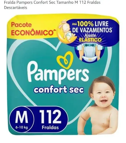 Fraldas M, Pampers confort sec e turma da Monica