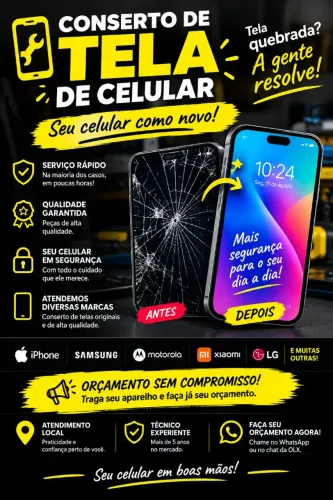 Tela quebrou? Nós consertamos! 