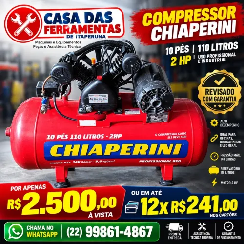 Compressor chiaperini 10 pes 110 litros 140 libras