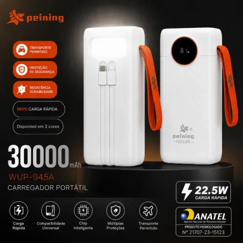 Power Bank Peining WUP-945A 30000mAh 22,5W ( Preto ou Branco)