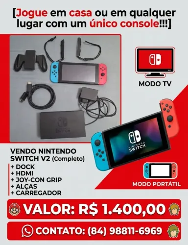 NITENDO SWITCH V2 - Completo e Seminovo