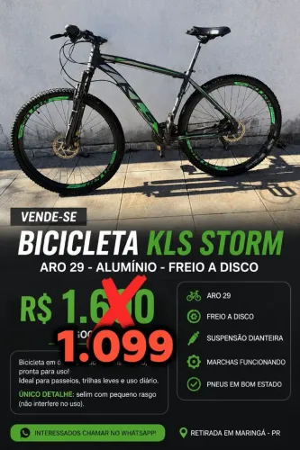 Bicicleta KLS Storm Aro 29 Alumínio | Freio a Disco | Excelente Estado