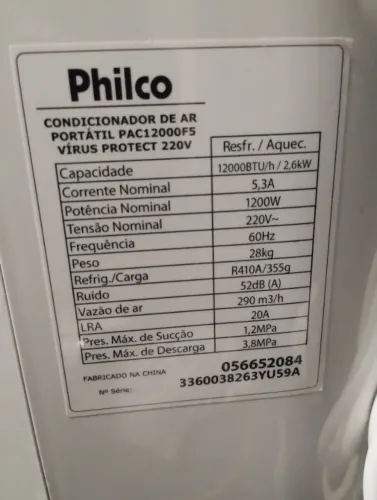 Ar condicionado portátil Philco 12btus