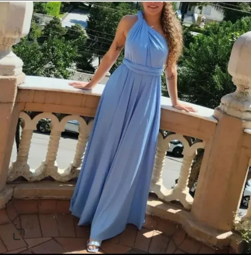 Vestido longo azul serenity